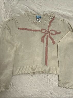 Draper James Sweater set - Cream Sweater with Pink Bow and Pink Sparkle Skirt